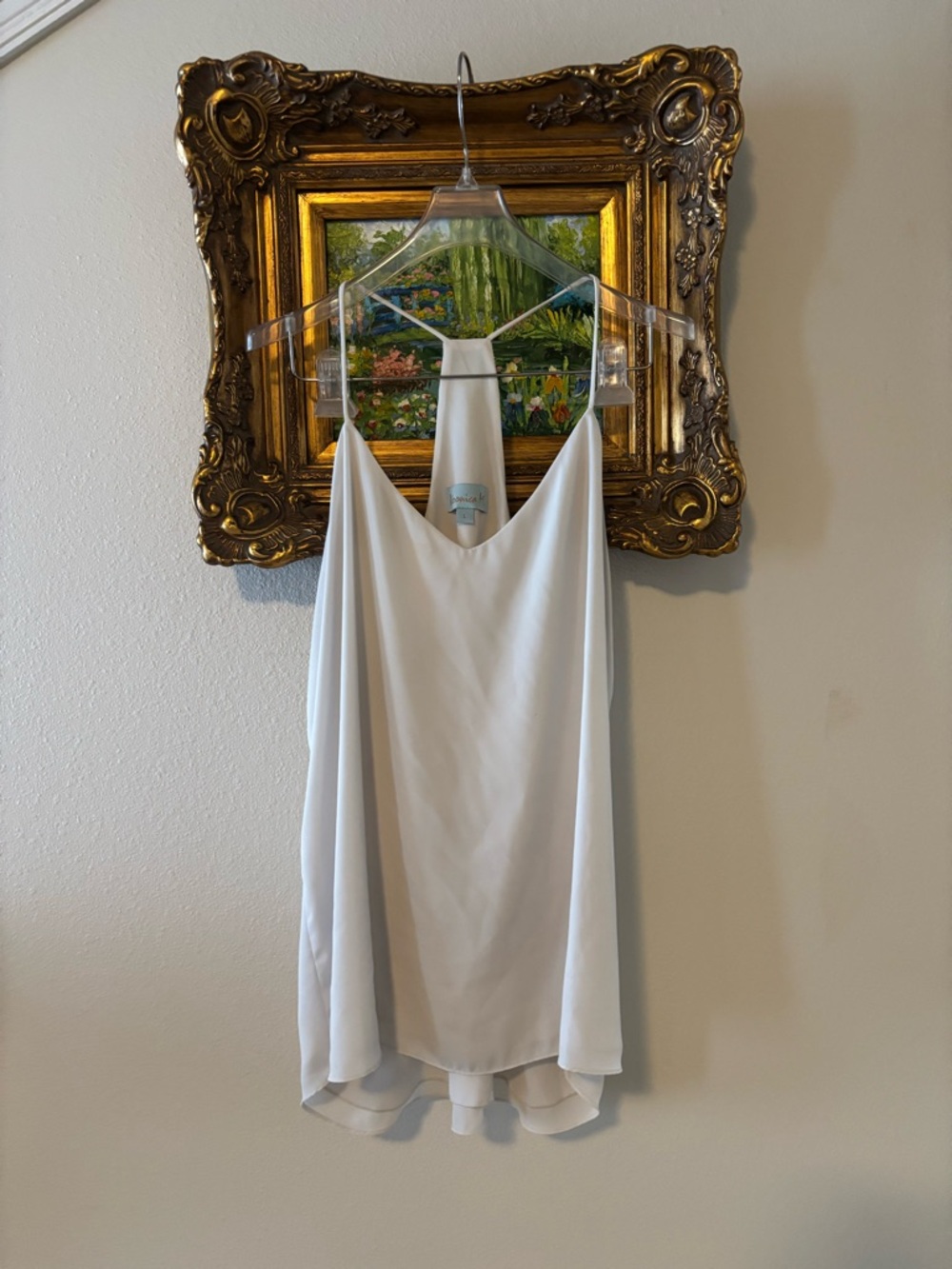 Veronica M Ivory Slip Camisole with V-Neck Spaghetti Straps